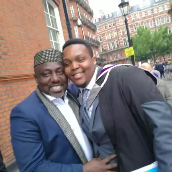 Photos: Rochas Okorocha And Wife In London As Son Bags Master